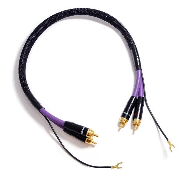 Purple Rain Phono-Kabel mit Erdung MDPH15 2 x 1,5 m, 24 Karat vergoldete Vollmetallstecker